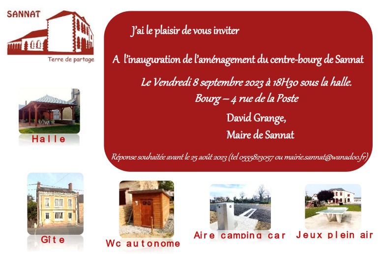 Inauguration centre bourg – Vendredi 8 Septembre –